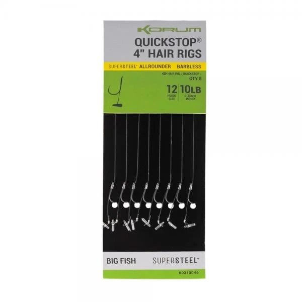 Supersteel Big Fish Quickstop 4” Hair Rigs Barbless 4 Supersteel Big Fish Quickstop 4” Hair Rigs Barbless - Afbeelding 2